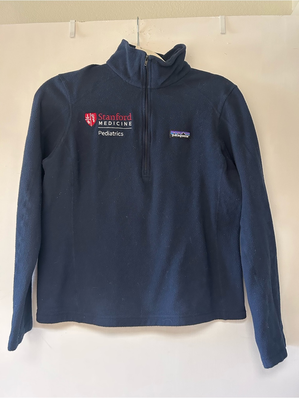 Patagonia Navy Quarter-Zip Fleece with Stanford Medicine Pediatrics. Size M